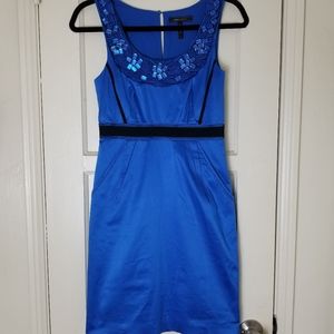 BCBGMAXAZRIA blue jeweled neck sleeveless dress